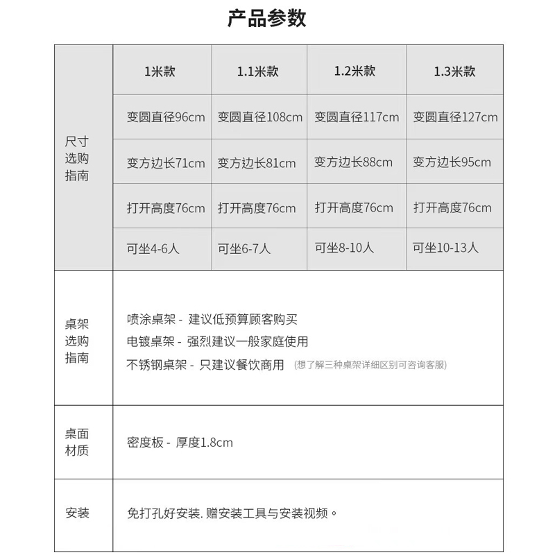 折叠圆桌家用农村收纳大圆桌简易折叠四方桌方圆两用便携饭台饭桌-图1