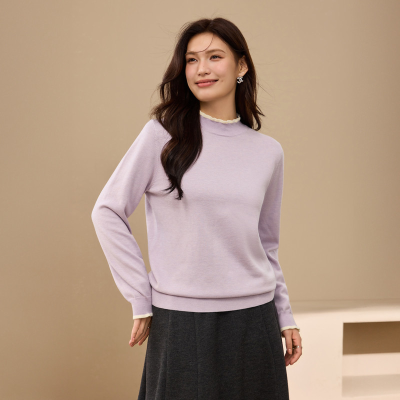 【减龄木耳边毛衣】纤莉秀大码女装简约半高领打底衫胖mm冬装新款,淘宝优惠券,粉丝福利购,淘宝优惠卷