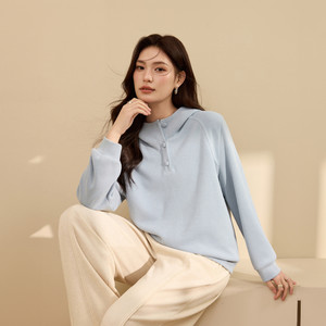 【漫步】连帽慵懒简约百搭休闲卫衣纤莉秀大码女装胖mm2025冬新款