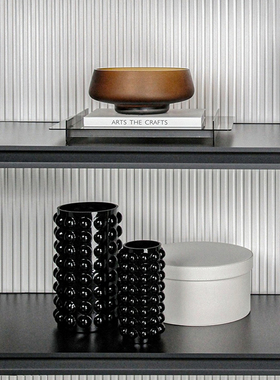 现代轻奢样板房办公室书房书柜电视背景墙花瓶托盘挂画组合摆件