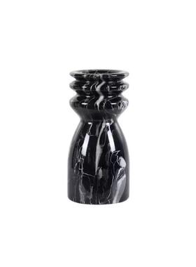 现代中古侘寂风样板房床头柜挂画大理石花瓶花艺书籍组合装饰摆件