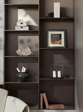 新中式现代样板房售楼处酒店书柜装饰柜盒子书籍太湖石组合摆件