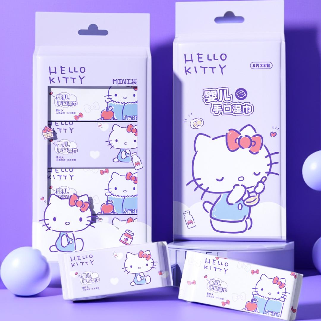 正版三丽鸥湿巾婴儿手口湿巾迷你宝宝儿童湿纸巾户外便携【4包】 - 图0