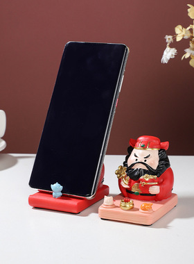 国潮福气神仙钟馗手机架创意工位搭子办公室桌面摆件公仔文创礼品