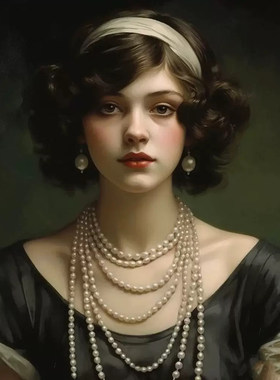 欧美法式小众中古长款珍珠项链