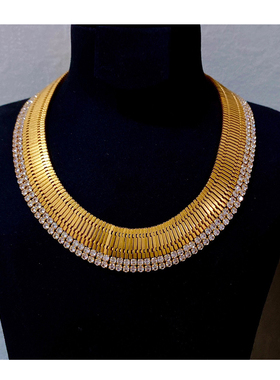 yuwelry锆石黄铜女士法产项圈