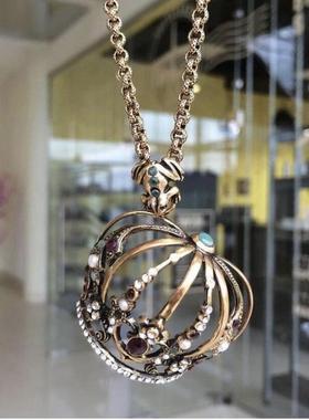 欧美项链鸟笼铜链条女士