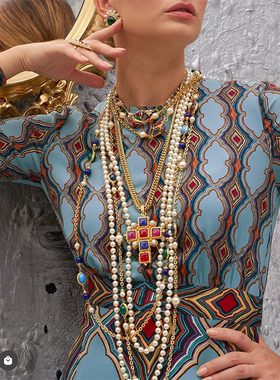 小众欧美复古项链yuwelry铜琉璃