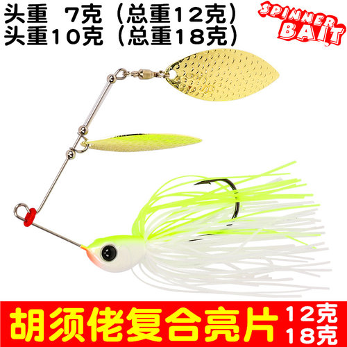 jig路亚饵胡须佬复合亮片旋转金属10克18g钓翘嘴鳜鲈黑鱼专用假饵 - 图1