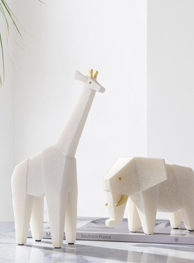 砂岩动物简约风白色办公室摆件