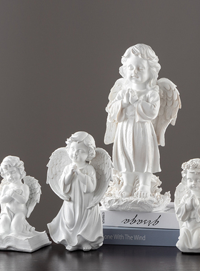 北欧风创意白色人物雕塑素描手绘家居客厅书柜装饰工艺品雕像摆件