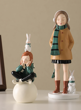 莎芮树脂现代清新客厅女孩摆件