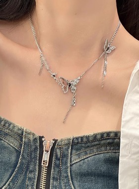 新中式～写意蝴蝶流苏项链女2024新款轻奢卫衣链小众轻奢高级配饰