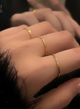 网红极细！不掉色戒指女轻奢高级感小众设计2024新款爆款素圈指环