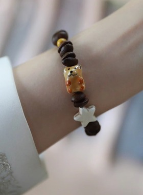 手作款醒脑串珠真咖啡豆百搭