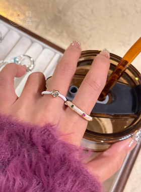 日韩彩钻戒指女铜合金