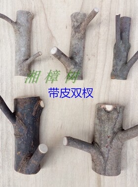 乡村复古带皮实木创意树杈壁挂