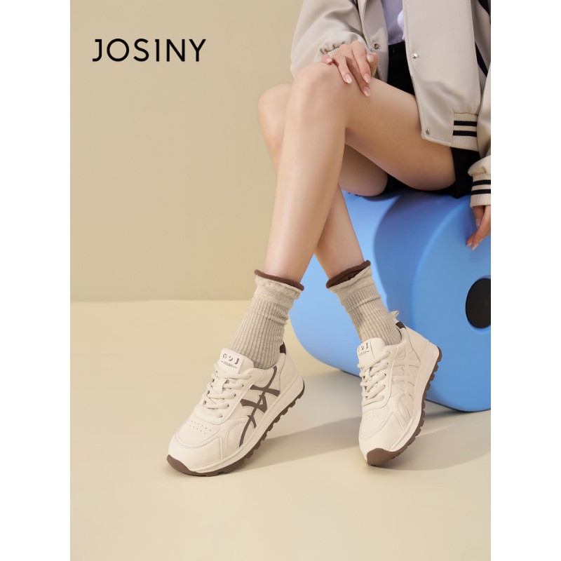 卓诗尼2025秋冬新款厚底运动小白鞋时尚舒适休闲德训鞋潮流阿甘鞋 - 图1