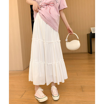 ZMA maternity skirt summer ສີຂາວ pleated ແມ່ cake skirt summer ຄົນອັບເດດ: ແມ່ຍິງຖືພາຂະຫນາດນ້ອຍ a-line skirt