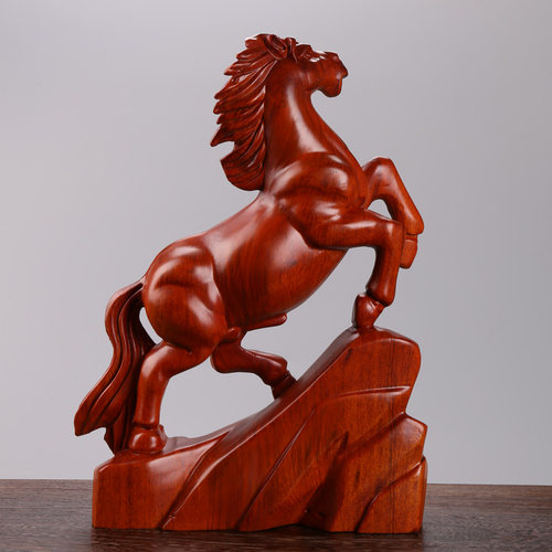 红花梨实木马摆件动物生肖木雕马中式家居办公室木质工艺品 - 图3
