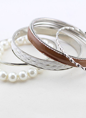 波西米亚风多层复古珍珠豹纹手环