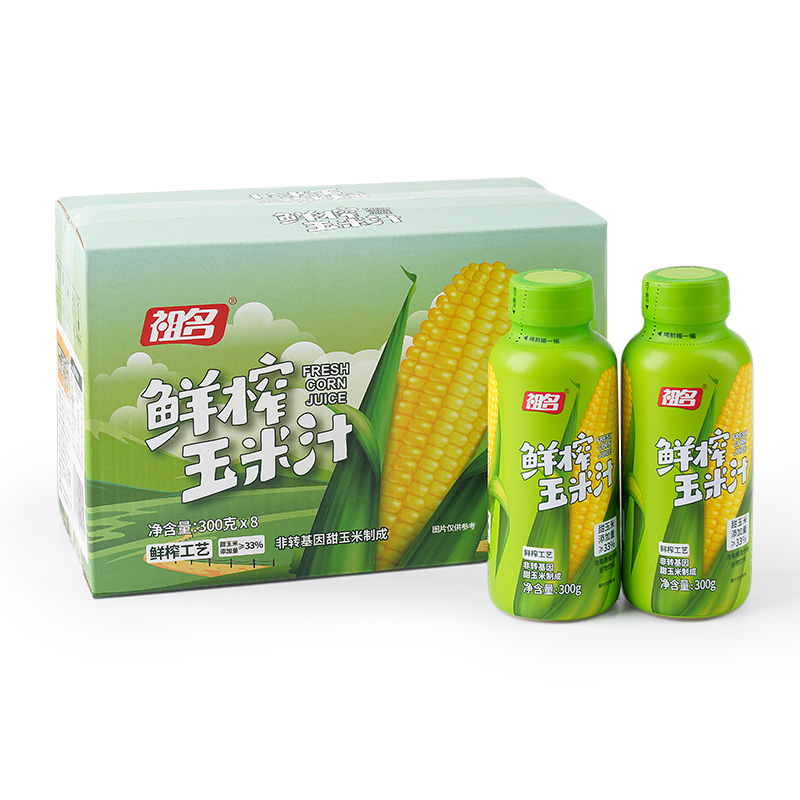 祖名鲜榨玉米汁植物蛋白饮料非浓缩还原早餐营养果蔬汁300g*8瓶 - 图3