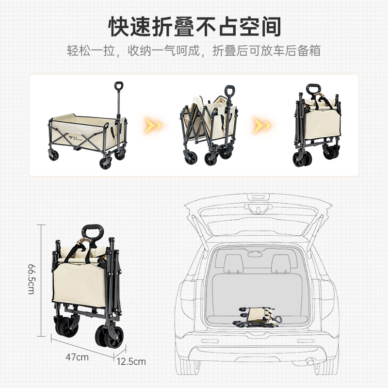 清系露营推车户外可折叠野餐手拉车便携式野营手推营地车 - 图3