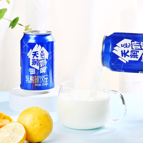 天润新疆特产奶啤乳酸菌饮料非奶非啤300ml*6罐 - 图1