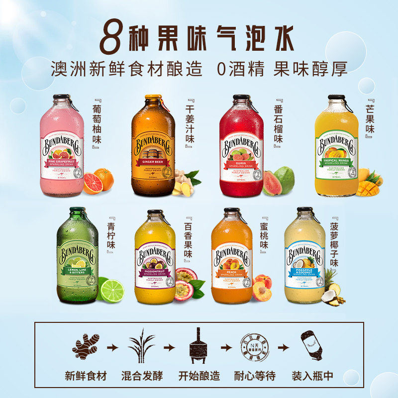 宾得宝Bundaberg澳洲进口百香果口味汽水375ml*1果汁气泡水饮料 - 图3