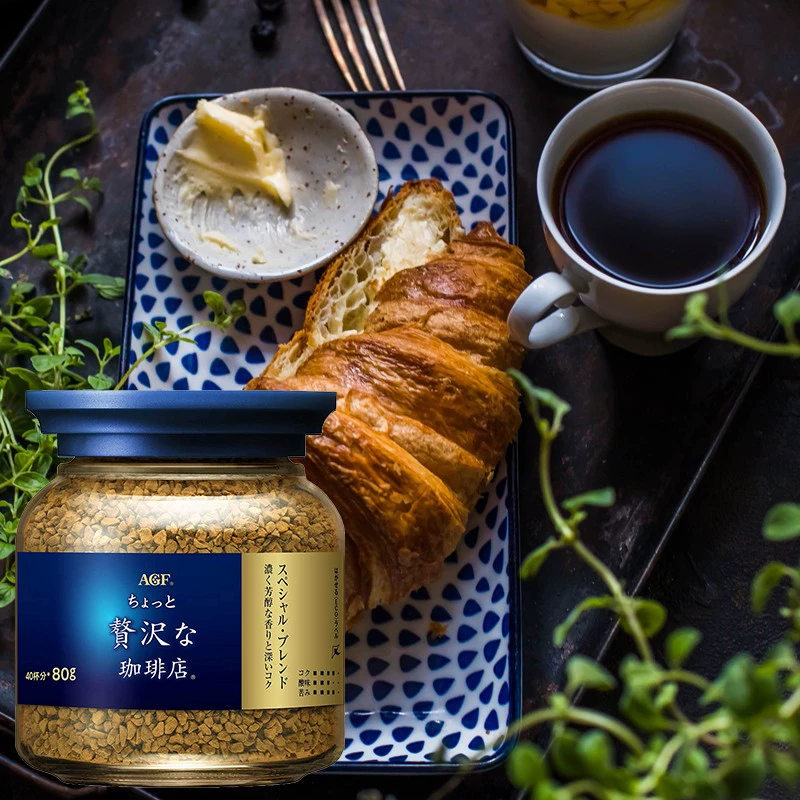 日本进口AGF速溶冻干黑咖啡粉无蔗糖奢华蓝罐提神无蔗糖健身办公,淘宝优惠券,粉丝福利购,淘宝优惠卷