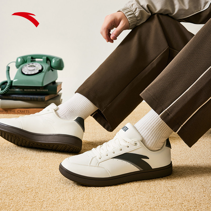 安踏男鞋板鞋2025冬季新品低帮轻便小白鞋舒适休闲耐磨休闲运动鞋,淘宝优惠券,粉丝福利购,淘宝优惠卷