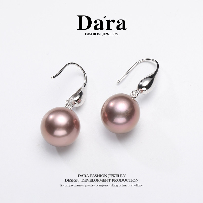 Dara/戴拉925银12-13mm金属色淡水近圆强光珍珠耳环生日礼物首饰,淘宝优惠券,粉丝福利购,淘宝优惠卷