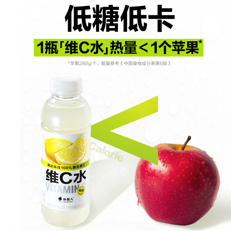 外星人维C水车厘子蔓越莓口味500mL*15瓶低糖低卡 - 图1