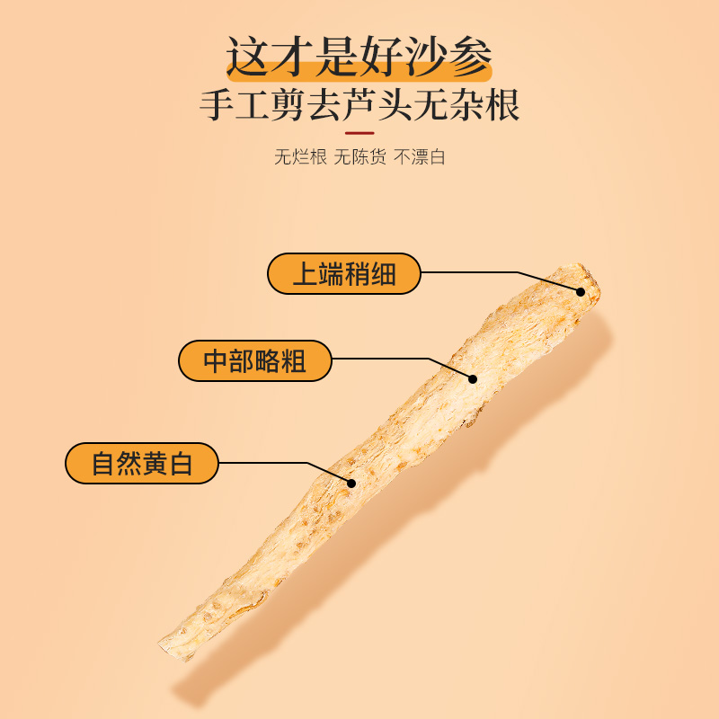 福东海北沙参100g/罐干货搭玉竹麦冬太子参药用材料组合煲汤养生-图2