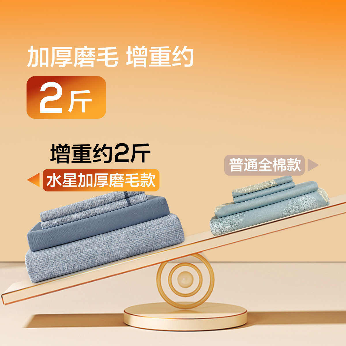 水星家纺全棉加厚磨毛四件套秋冬保暖套件A类抑菌费尔岛风床品