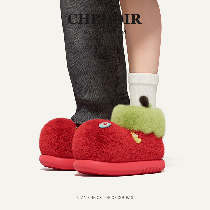 chedoir大头苹果棉鞋女高帮毛绒保暖棉靴情侣室内外穿防滑情侣男,淘宝优惠券,粉丝福利购,淘宝优惠卷
