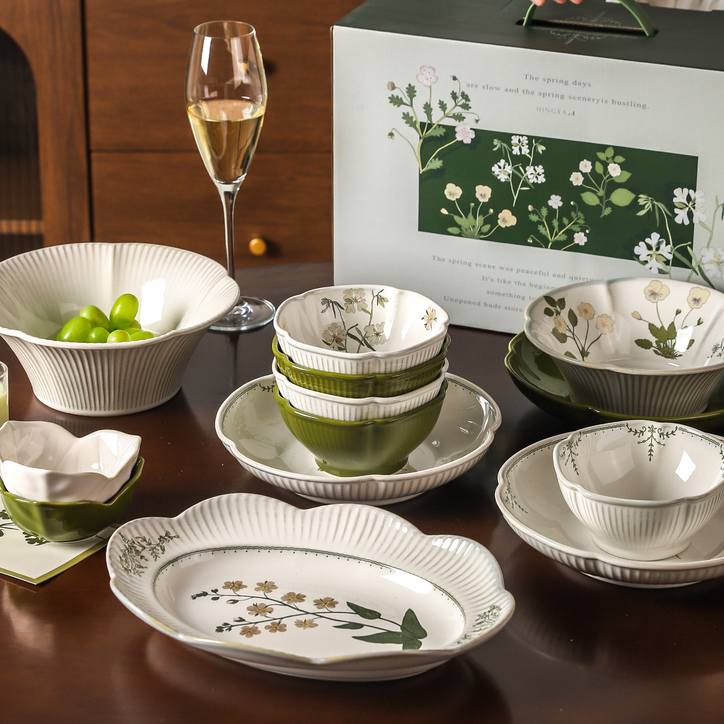 川岛屋法式清新餐具套装家用碗盘筷碗具碗碟礼盒新婚乔迁新居礼物,淘宝优惠券,粉丝福利购,淘宝优惠卷