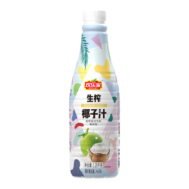 欢乐家植物蛋白椰子汁1.25L/瓶果汁饮料饮品-图0