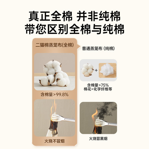 炊大皇全棉蒸笼布300mm*3张加厚不易粘黏健康材质可反复使用家用 - 图3