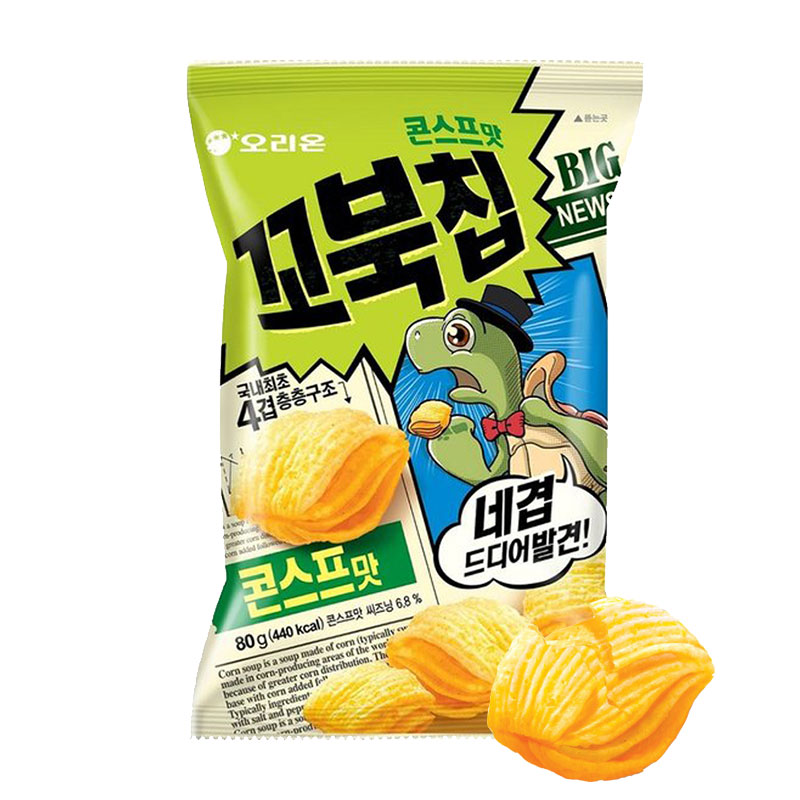 韩国进口好丽友玉米味脆点80g*1袋乌龟玉米酥薯片膨化休闲小零食-图0