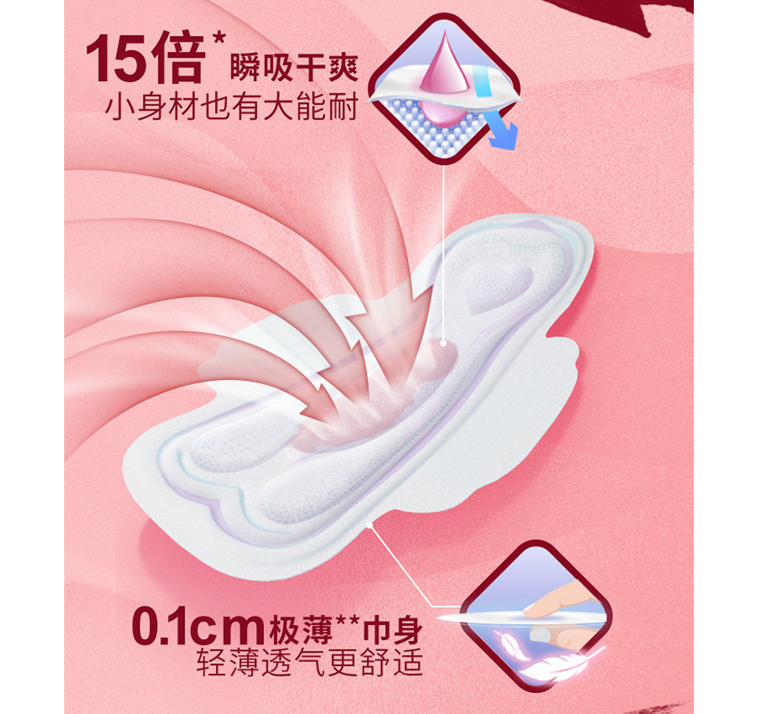 Libresse薇尔舒适V感卫生巾超薄瞬吸干爽姨妈巾日夜96片整箱