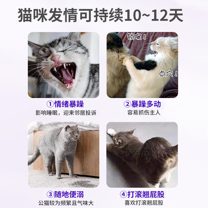 美施美康绝情喵液抑制公母猫发情期嚎叫防止乱尿安抚猫咪情绪滴剂 - 图1