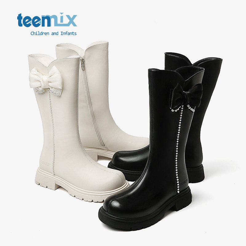 teenmix2026新款秋冬女童加绒女宝长筒靴