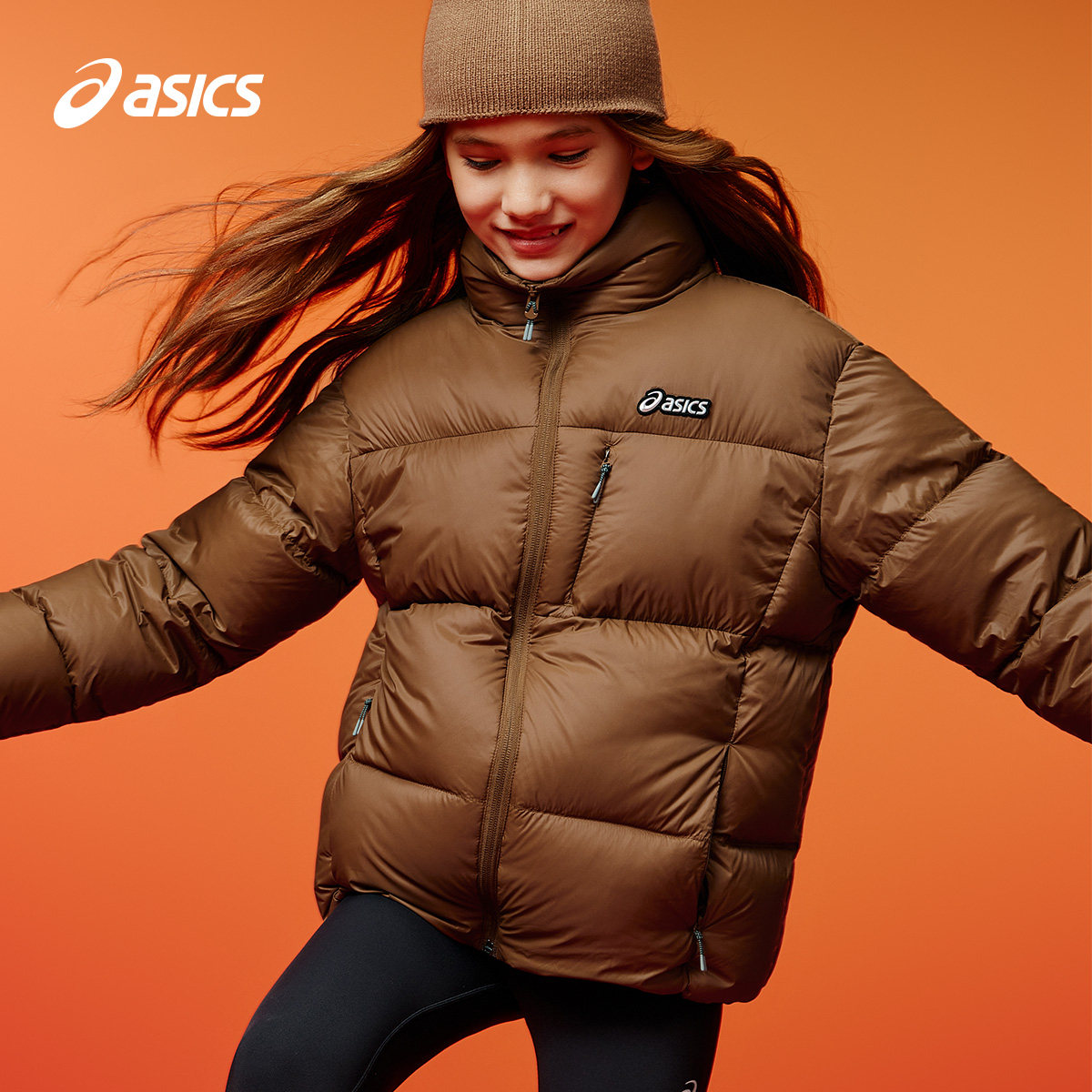 ASICS/亚瑟士童装25年冬季男女童短款泡芙面包服轻量蓬松舒适防水