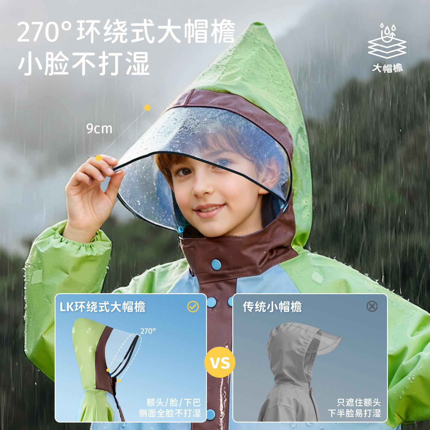 柠檬宝宝儿童雨衣男童女孩雨披小学生上学专用