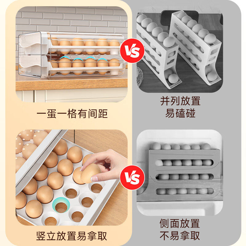 佳帮手鸡蛋收纳盒抽屉式冰箱专用家用食品级密封保鲜厨房整理神器,淘宝优惠券,粉丝福利购,淘宝优惠卷