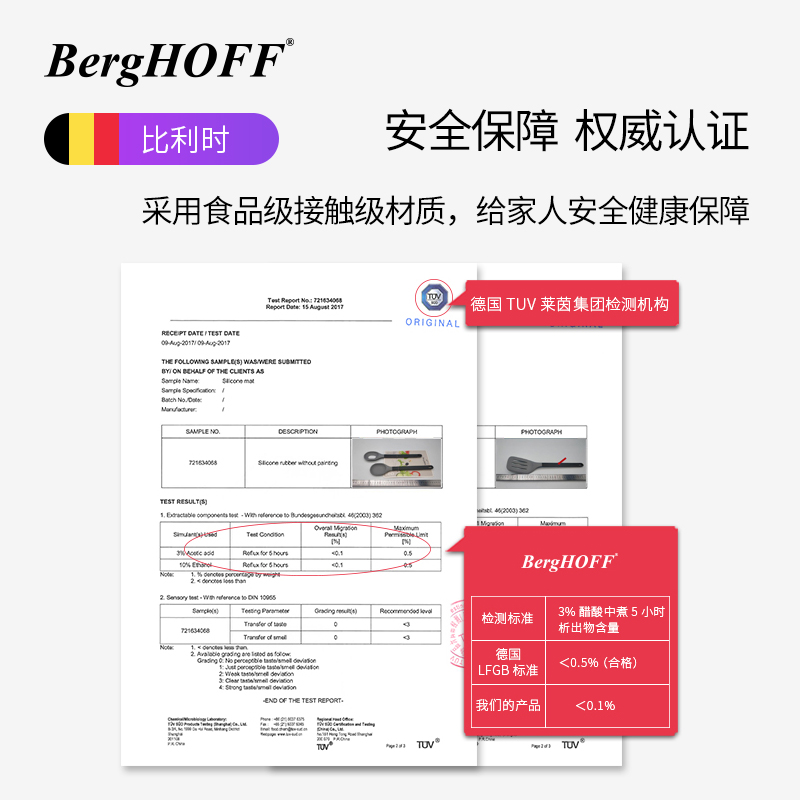 BergHoff贝高福Leo不粘锅专用硅胶煎铲锅铲平煎铲炒菜铲子耐高温 - 图3