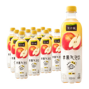 可口可乐 美汁源苹果气泡饮0糖0脂480ml*12瓶整箱装果汁汽水