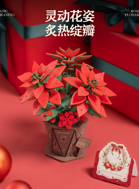 若客一品红积木花灵动花姿1个