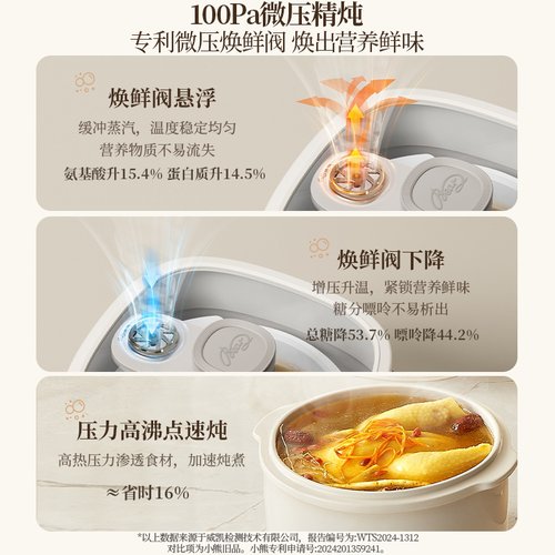 小熊微压电炖锅隔水炖家用电炖盅低嘌呤煲汤炖汤锅煮粥神器烹饪机 - 图2